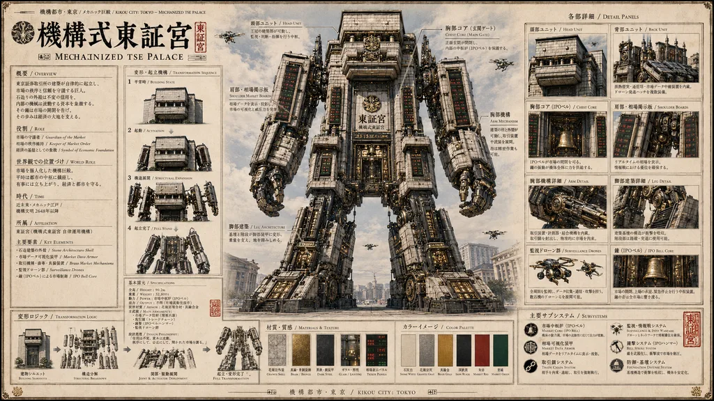 Mechanized Tosho-Gu (Tokyo Stock Exchange Shrine Mecha)